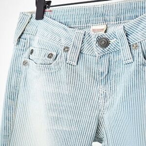 True Religion Denim Pant Capri Pinstripe Railroad 30 NWT New Designer